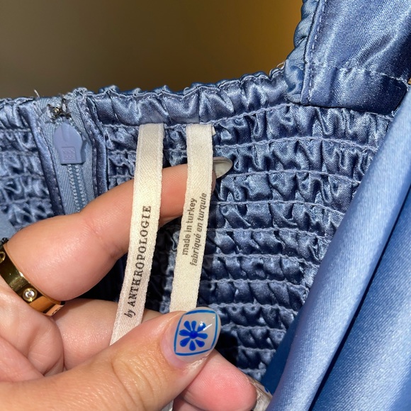 Anthropology Satin Blue Dress NWT - Picture 5 of 7